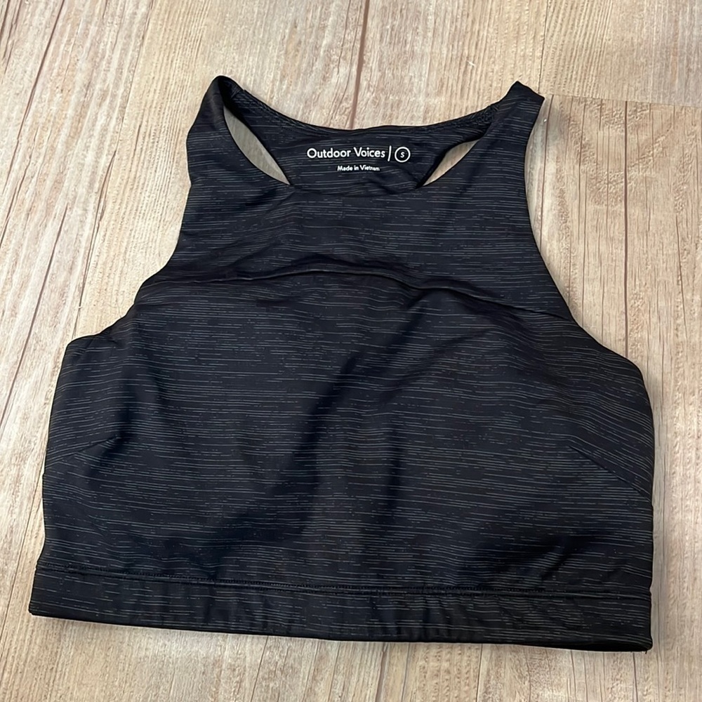 Outdoor Voices Sports Bra Black Striped Gym
